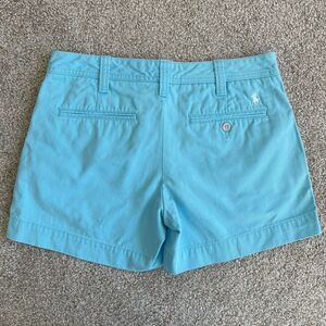 POLO Ralph Lauren Women's Size 2 Chino Shorts In Light Blue White Pony Logo